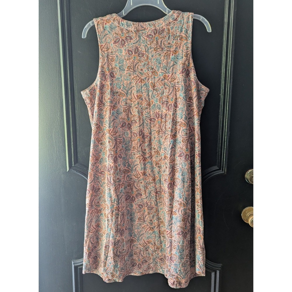 J. Jill Shift Dress Clay Pink Blue Paisley V-Neck Sleeveless Pockets Med Casual - Picture 3 of 8